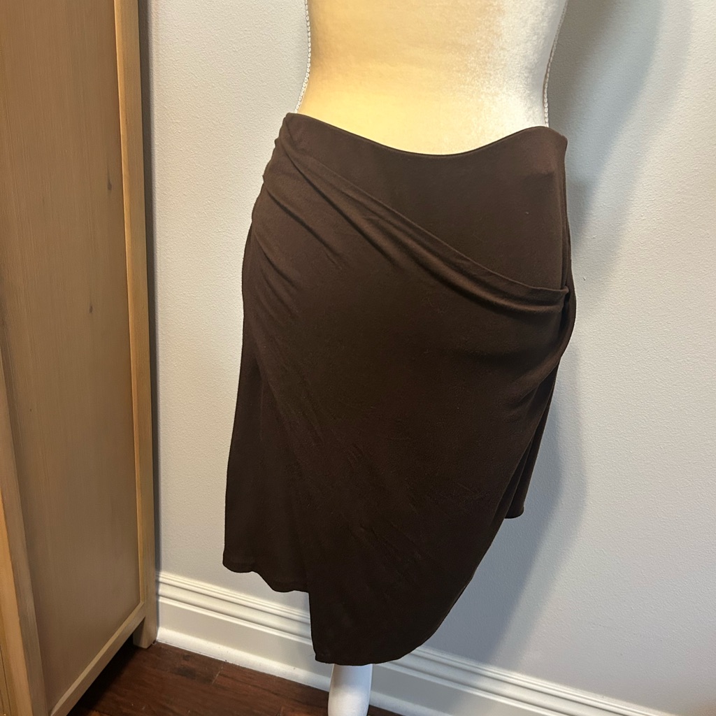 New Vince Women’s Dark Brown Wrap Skirt Sz L Tummy Hider